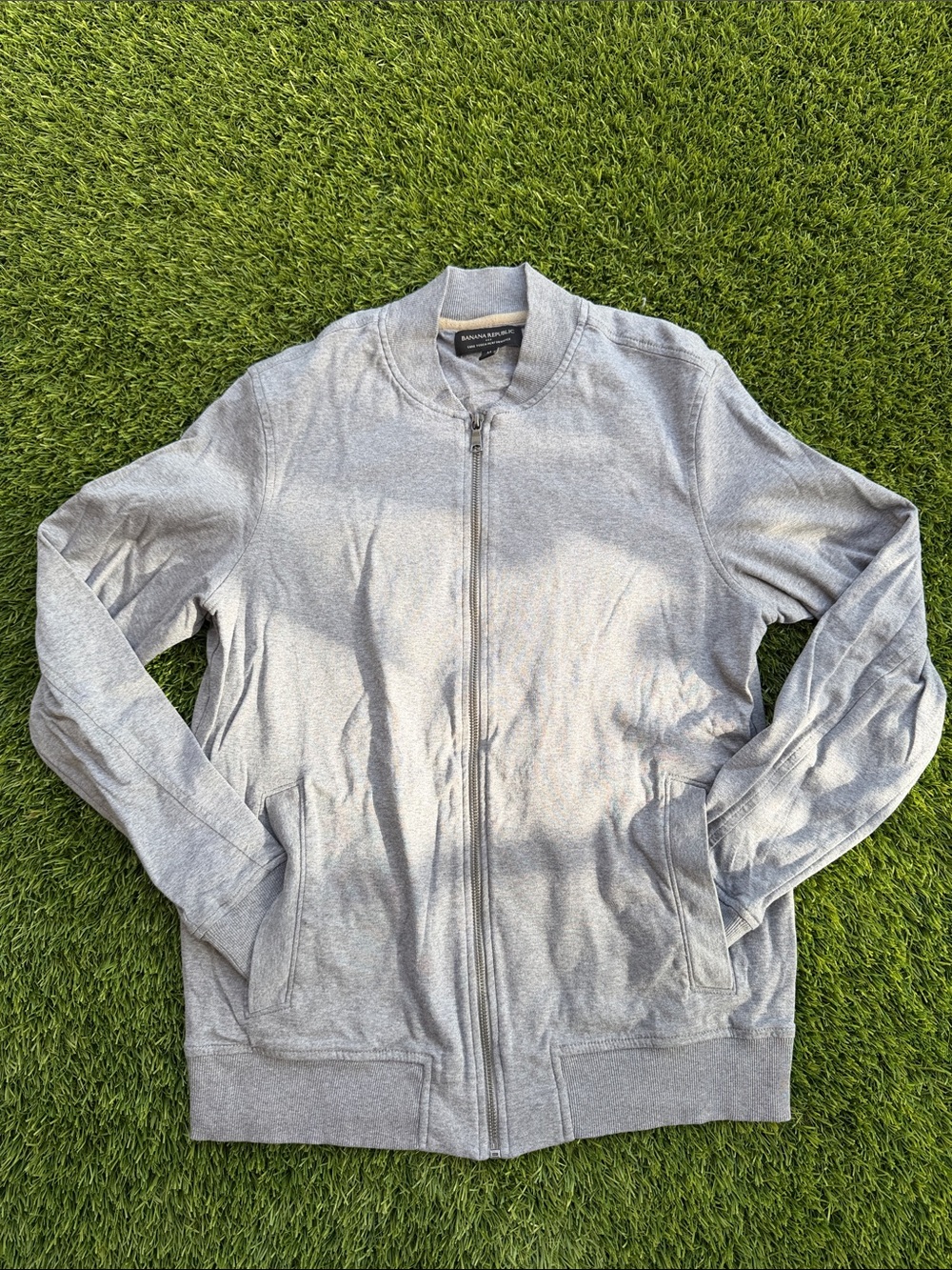 Banana Republic Gray Full-Zip Knit Jacket